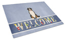 Bernese Mountain Dog Welcome Cutting Board Tempered Glass Kitchen Cutting Surface, Heat Resistant Chopping, Non-Slip Feet, Food Prep & Serving