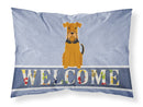 Airedale Welcome Fabric Standard Pillowcase – Artistic Decorative Front, White Back BB5622PILLOWCASE