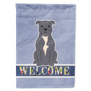 Staffordshire Bull Terrier Blue Welcome House Flag 28x40 Porch Sleeve Pole Decorative Outside Yard Banner Artwork Wall Hanging, Polyester