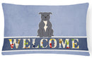 Staffordshire Bull Terrier Blue Welcome Decorative Throw Pillow 12x16 Indoor Outdoor Accent Cushion, Fabric Cover with Insert for Sofa, Bed, Porch & Living Room