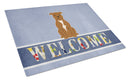 Staffordshire Bull Terrier Brown Welcome Cutting Board Tempered Glass Kitchen Cutting Surface, Heat Resistant Chopping, Non-Slip Feet, Food Prep & Serving