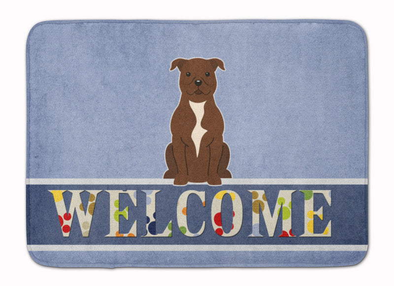 Staffordshire Bull Terrier Chocolate Welcome Machine Washable Memory Foam Mat BB5629RUG