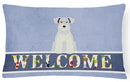 Miniature Schnauzer White Welcome Decorative Throw Pillow 12x16 Indoor Outdoor Accent Cushion, Fabric Cover with Insert for Sofa, Bed, Porch & Living Room