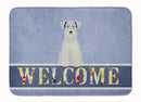 Miniature Schnauzer White Welcome Memory Foam Kitchen Mat Machine Washable Anti-Fatigue Cushion Comfort Bath or Kitchen Rug