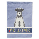 Miniature Schnauzer Salt and Pepper Welcome House Flag 28x40 Porch Sleeve Pole Decorative Outside Yard Banner Artwork Wall Hanging, Polyester