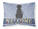 Black Labrador Welcome Fabric Standard Pillowcase – Artistic Decorative Front, White Back BB5638PILLOWCASE