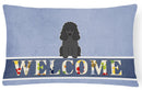 Poodle Black Welcome Decorative Throw Pillow 12x16 Indoor Outdoor Accent Cushion, Fabric Cover with Insert for Sofa, Bed, Porch & Living Room