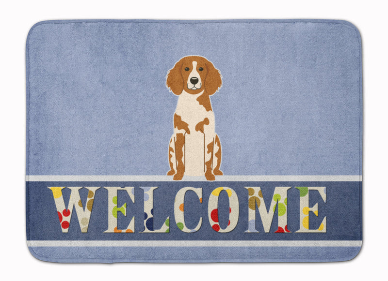 Brittany Spaniel Welcome Machine Washable Memory Foam Mat BB5653RUG