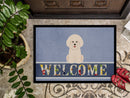 Bichon Frise Welcome Doormat Indoor Outdoor 18H X 27W Front Door Mat Rugs for Entryway, Non Slip Washable