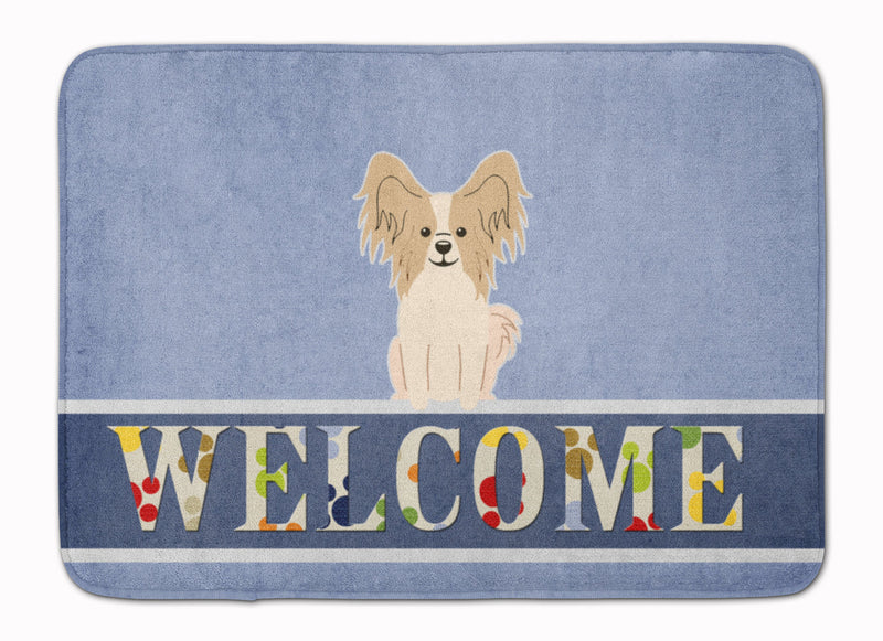 Papillon Sable White Welcome Machine Washable Memory Foam Mat BB5658RUG