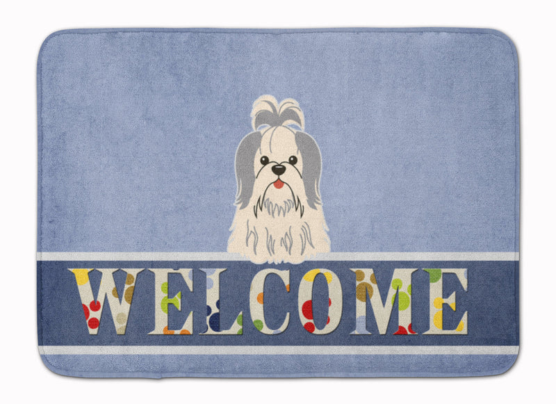 Shih Tzu Silver White Welcome Machine Washable Memory Foam Mat BB5666RUG