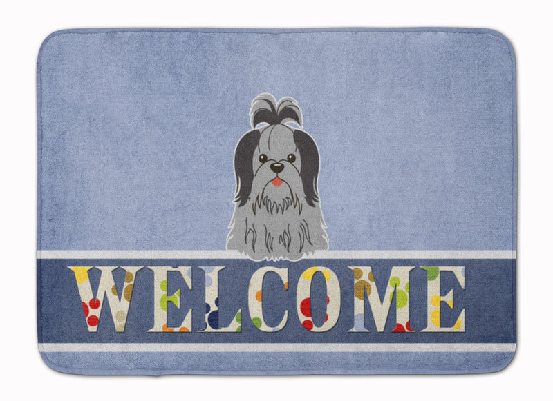 Shih Tzu Black Silver Welcome Machine Washable Memory Foam Mat BB5670RUG