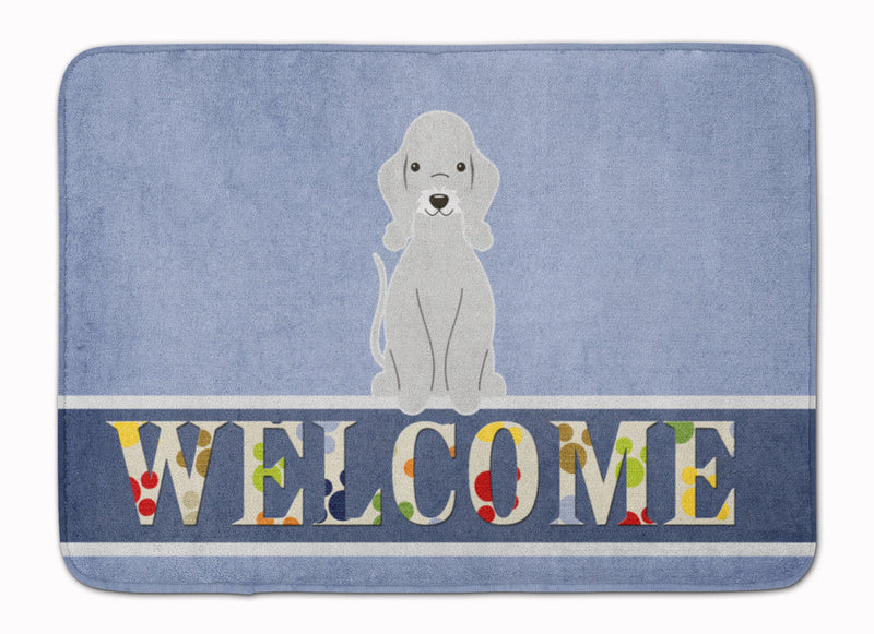 Bedlington Terrier Blue Welcome Machine Washable Memory Foam Mat BB5671RUG