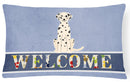 Dalmatian Welcome Decorative Throw Pillow 12x16 Indoor Outdoor Accent Cushion, Fabric Cover with Insert for Sofa, Bed, Porch & Living Room