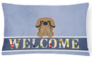 Pekingese Tan Welcome Decorative Throw Pillow 12x16 Indoor Outdoor Accent Cushion, Fabric Cover with Insert for Sofa, Bed, Porch & Living Room