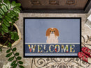 Pekingese Red White Welcome Doormat Indoor Outdoor 18H X 27W Front Door Mat Rugs for Entryway, Non Slip Washable
