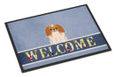 Pekingese Red White Welcome Doormat Indoor Outdoor 18H X 27W Front Door Mat Rugs for Entryway, Non Slip Washable