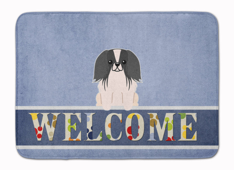 Pekingnese Black White Welcome Machine Washable Memory Foam Mat BB5686RUG