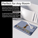 English Toy Terrier Welcome Memory Foam Kitchen Mat Machine Washable Anti-Fatigue Cushion Comfort Bath or Kitchen Rug