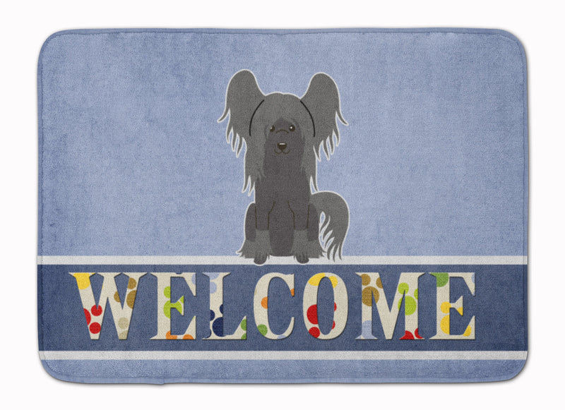 Chinese Crested Black Welcome Machine Washable Memory Foam Mat BB5693RUG