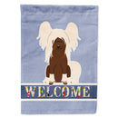 Chinese Crested Cream Welcome House Flag 28x40 Porch Sleeve Pole Decorative Outside Yard Banner Artwork Wall Hanging, Polyester