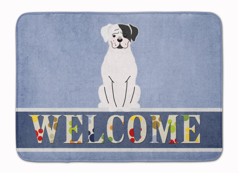 White Boxer Cooper Welcome Machine Washable Memory Foam Mat BB5695RUG