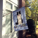 Border Collie Black White Welcome Flag Canvas House Size BB5699CHF