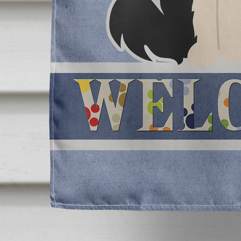 Border Collie Black White Welcome Flag Canvas House Size BB5699CHF