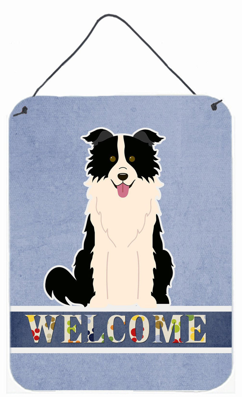 Border Collie Black White Welcome Wall or Door Hanging Prints BB5699DS1216