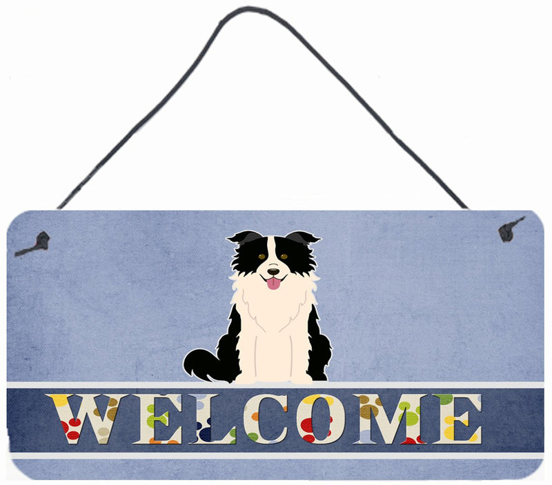 Border Collie Black White Welcome Wall or Door Hanging Prints BB5699DS812