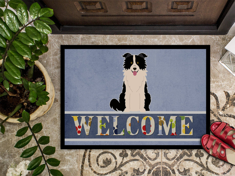 Border Collie Black White Welcome Doormat - 18x27 Decorative Floor Mat – Indoor/Outdoor Rug with Artistic Flair BB5699MAT