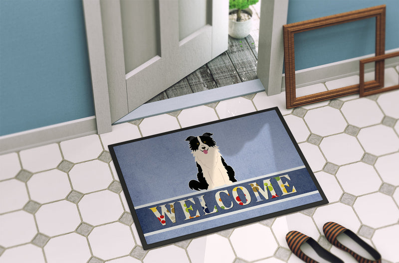 Border Collie Black White Welcome Doormat - 18x27 Decorative Floor Mat – Indoor/Outdoor Rug with Artistic Flair BB5699MAT