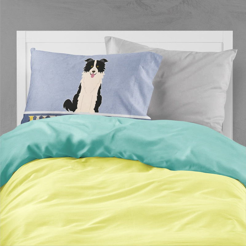 Border Collie Black White Welcome Fabric Standard Pillowcase – Artistic Decorative Front, White Back BB5699PILLOWCASE