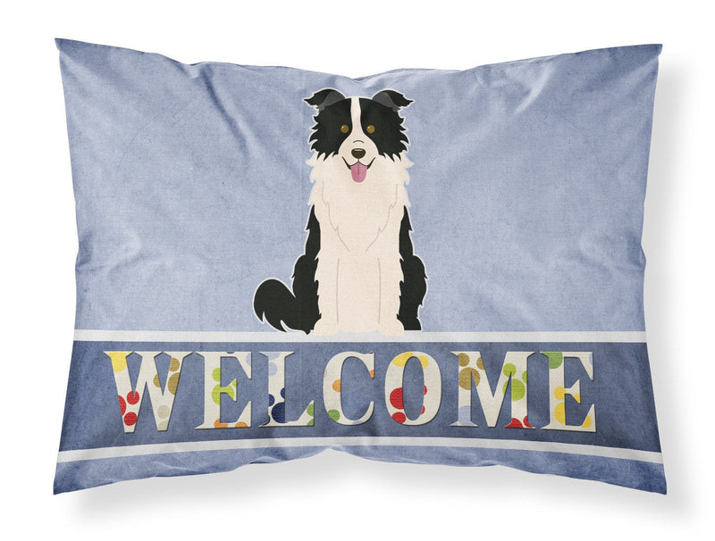 Border Collie Black White Welcome Fabric Standard Pillowcase – Artistic Decorative Front, White Back BB5699PILLOWCASE