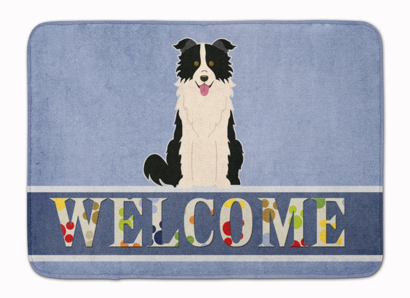 Border Collie Black White Welcome Machine Washable Memory Foam Mat BB5699RUG