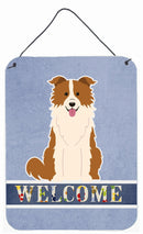 Border Collie Red White Welcome Wall or Door Hanging Prints BB5700DS1216