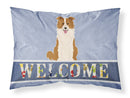 Border Collie Red White Welcome Fabric Standard Pillowcase – Artistic Decorative Front, White Back BB5700PILLOWCASE