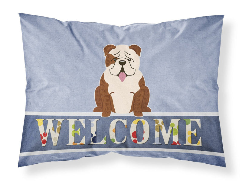 English Bulldog Brindle White Welcome Fabric Standard Pillowcase BB5702PILLOWCASE