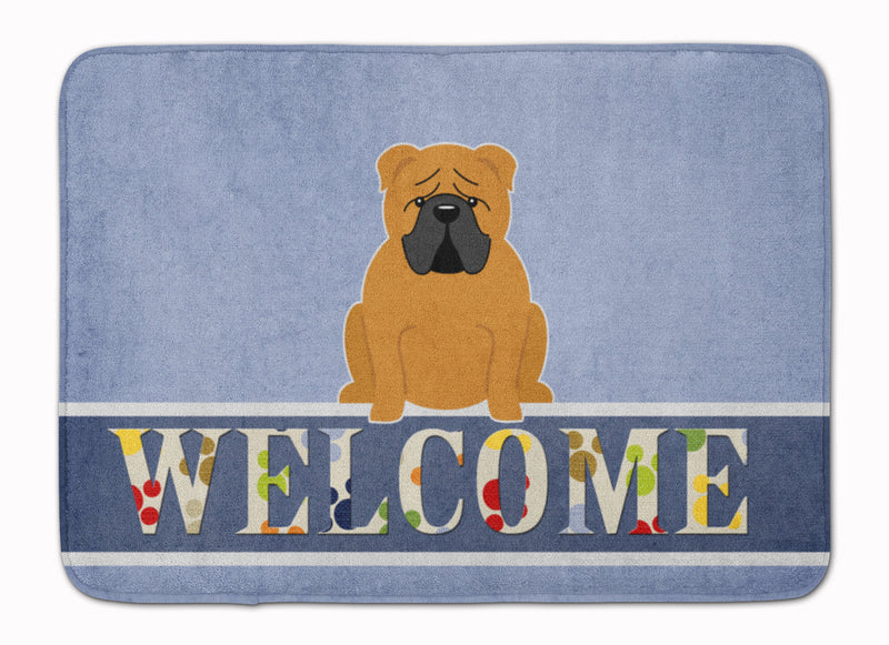 English Bulldog Red Welcome Machine Washable Memory Foam Mat BB5703RUG