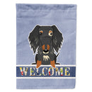 Wire Haired Dachshund Dapple Welcome House Flag 28x40 Porch Sleeve Pole Decorative Outside Yard Banner Artwork Wall Hanging, Polyester