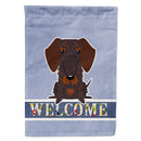 Wire Haired Dachshund Chocolate Welcome House Flag 28x40 Porch Sleeve Pole Decorative Outside Yard Banner Artwork Wall Hanging, Polyester