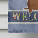 Dachshund Red Brown Welcome House Flag 28x40 Porch Sleeve Pole Decorative Outside Yard Banner Artwork Wall Hanging, Polyester
