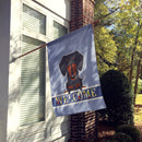 Dachshund Black Tan Welcome House Flag 28x40 Porch Sleeve Pole Decorative Outside Yard Banner Artwork Wall Hanging, Polyester