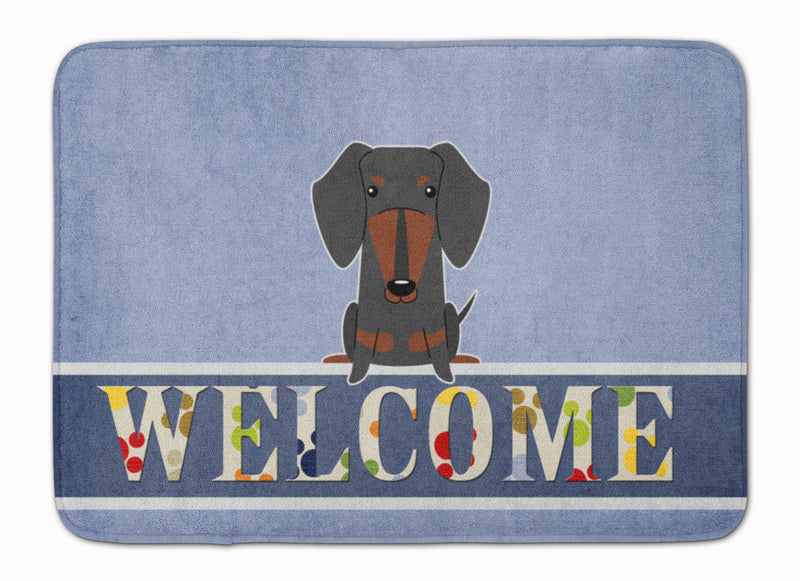 Dachshund Black Tan Welcome Machine Washable Memory Foam Mat BB5713RUG