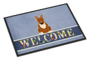 Bull Terrier Red Welcome Doormat Indoor Outdoor 18H X 27W Front Door Mat Rugs for Entryway, Non Slip Washable