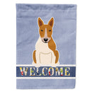 Bull Terrier Red White Welcome House Flag 28x40 Porch Sleeve Pole Decorative Outside Yard Banner Artwork Wall Hanging, Polyester