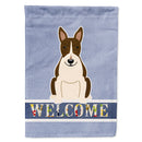 Bull Terrier Dark Brindle Welcome House Flag 28x40 Porch Sleeve Pole Decorative Outside Yard Banner Artwork Wall Hanging, Polyester