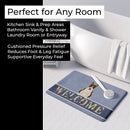 Bull Terrier Dark Brindle Welcome Memory Foam Kitchen Mat Machine Washable Anti-Fatigue Cushion Comfort Bath or Kitchen Rug