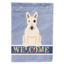 Bull Terrier White Welcome House Flag 28x40 Porch Sleeve Pole Decorative Outside Yard Banner Artwork Wall Hanging, Polyester