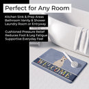 Bull Terrier White Welcome Memory Foam Kitchen Mat Machine Washable Anti-Fatigue Cushion Comfort Bath or Kitchen Rug
